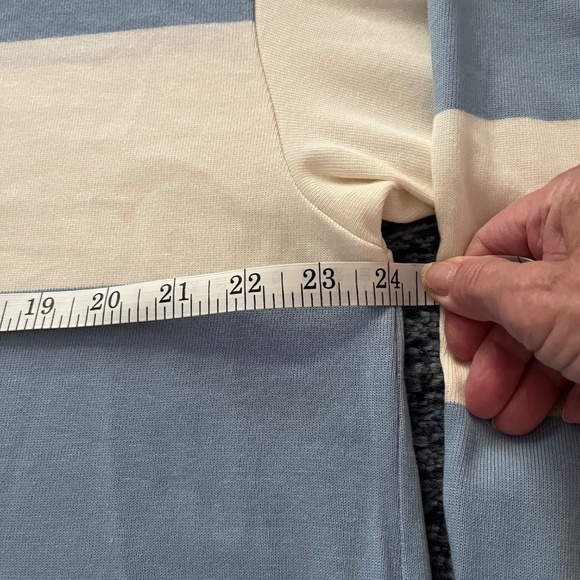 Altar'd State Landon Rugby Stripe Polo Blue/Ivory Roomy Relaxed fit, Sz M/L - Picture 8 of 15